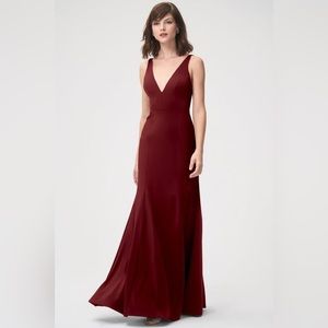 Jenny Yoo | Jade Vneck | Cranberry Luxe Crepe